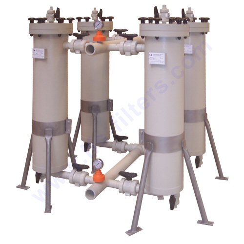 Duplex paralel serial bag filterhousing